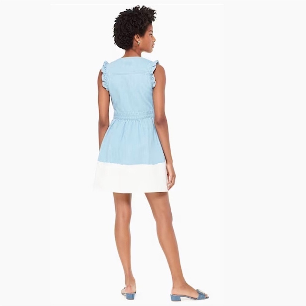 Kate Spade • Blue Cream Dip Dye Denim Dress - Picture 2 of 12